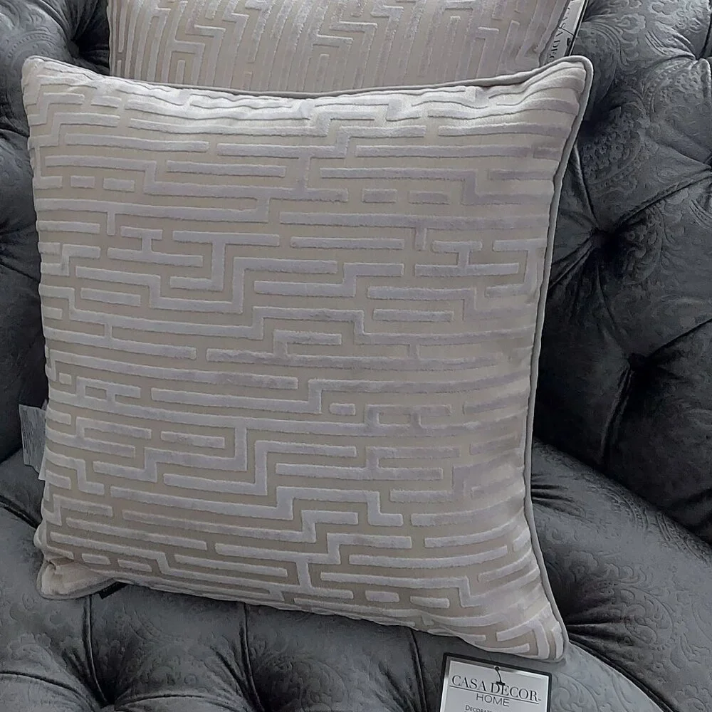 Grey Cream Home Decor Accent Feather Pillows Set of 2